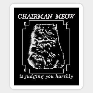 chairman meow is harshly judging you, funny cat, chinese aesthetic pun Sticker